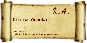 Kleisz Aranka névjegykártya